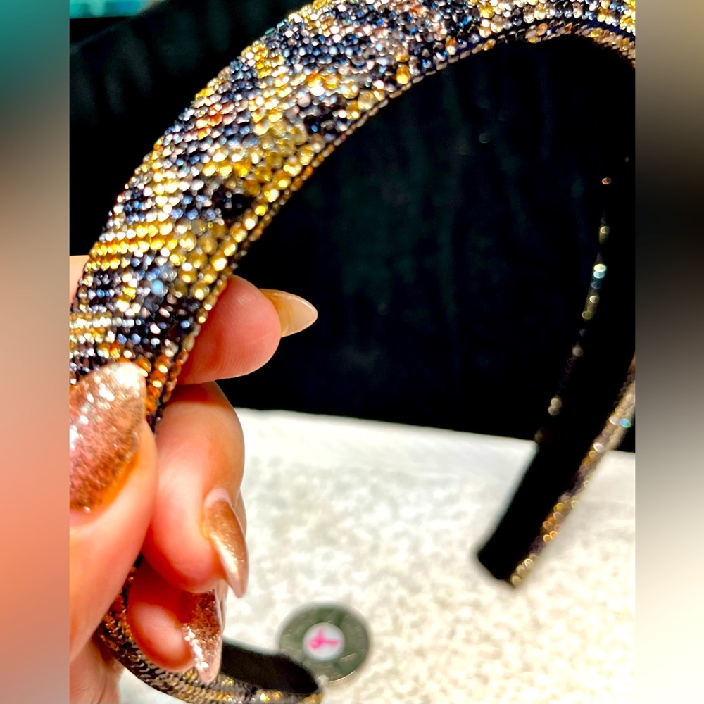 Leopard Rhinestone Beaded and crystal headband -very pretty standard size